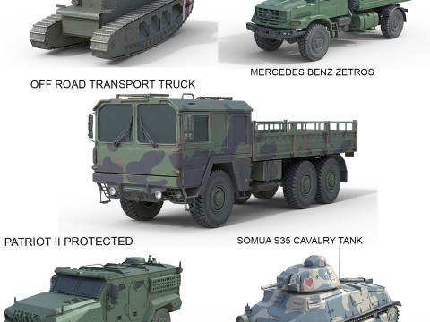 5 Military Vehicles Collection V30 3D Модель