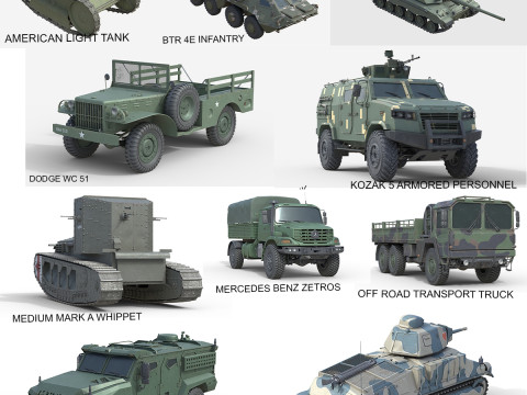 10 Military Vehicles Collection V14 3D Модель