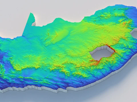 South Africa terrain map 3D Model