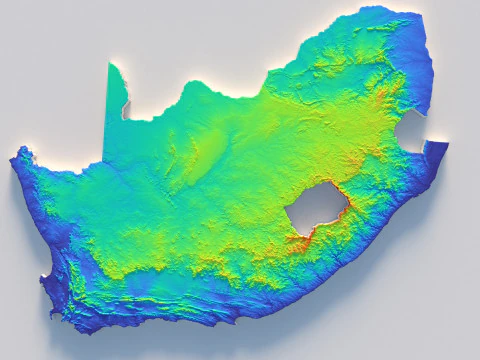 South Africa terrain map 3D Model
