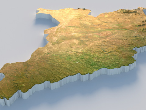 South Sudan terrain map 3D-Modell