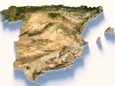 Spain terrain map 3D Модель
