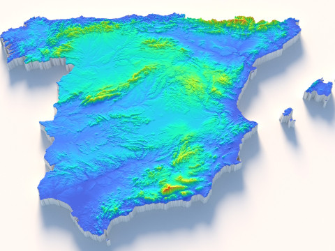 Spain terrain map 3D Модель