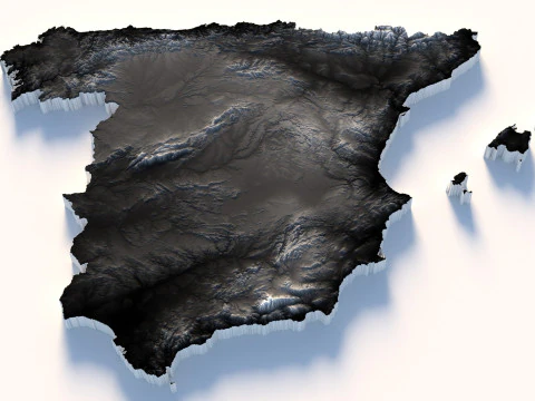 Spain terrain map 3D Model