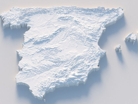 Spain terrain map 3D Модель