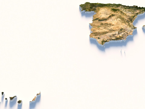Spain terrain map 3D Модель