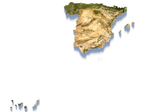 Spain terrain map 3D Model