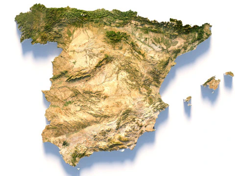 Spain terrain map 3D Model