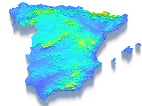 Spain terrain map 3D Модель