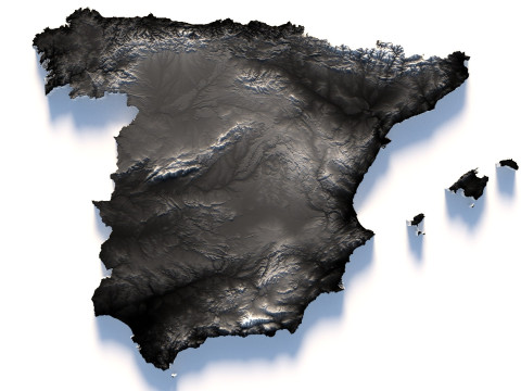Spain terrain map 3D Модель