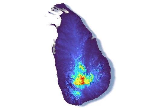 Sri Lanka terrain map 3D Model