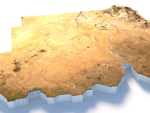 スーダンの地形図 3Dモデル