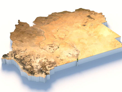 スーダンの地形図 3Dモデル