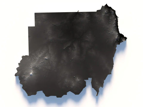 スーダンの地形図 3Dモデル