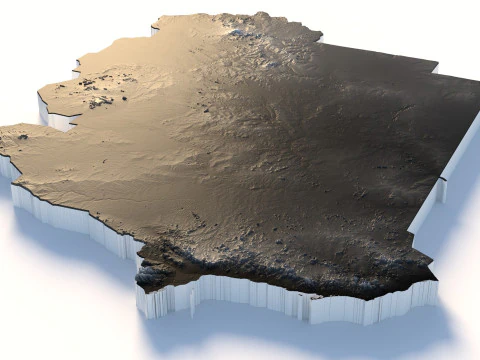 スーダンの地形図 3Dモデル
