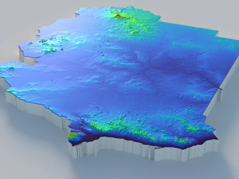 スーダンの地形図 3Dモデル