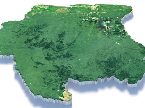 Suriname terrain map 3D Model