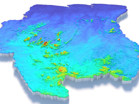 Suriname terrain map 3D मॉडल