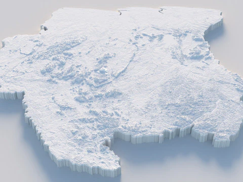 Suriname terrain map 3D Model