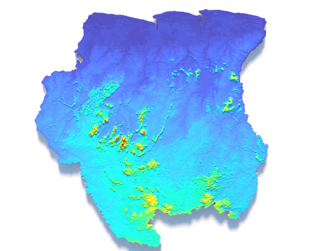 Suriname terrain map 3D मॉडल
