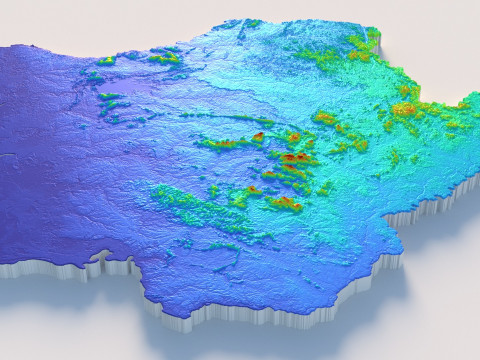 Suriname terrain map 3D मॉडल