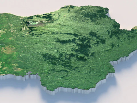 Suriname terrain map 3D Model