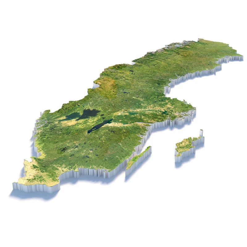 Sweden terrain map 3D Model .c4d .max .obj .3ds .fbx .stl .blend