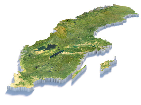 Sweden terrain map Model 3D