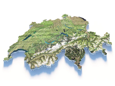 Switzerland terrain map 3D Model