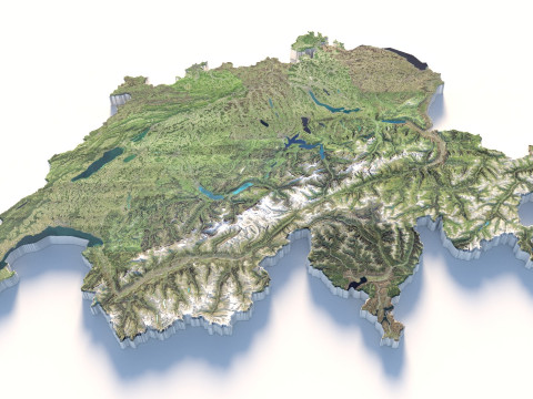 Switzerland terrain map 3Dモデル