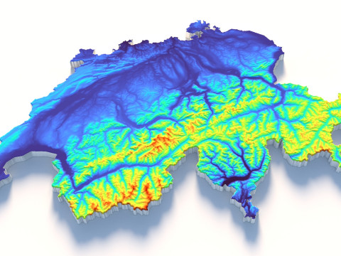 Switzerland terrain map 3Dモデル
