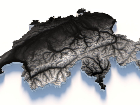 Switzerland terrain map 3Dモデル
