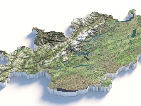 Switzerland terrain map 3Dモデル