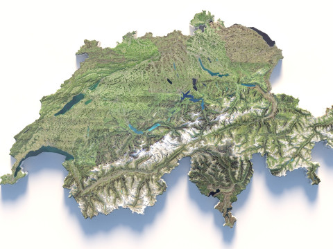 Switzerland terrain map 3Dモデル