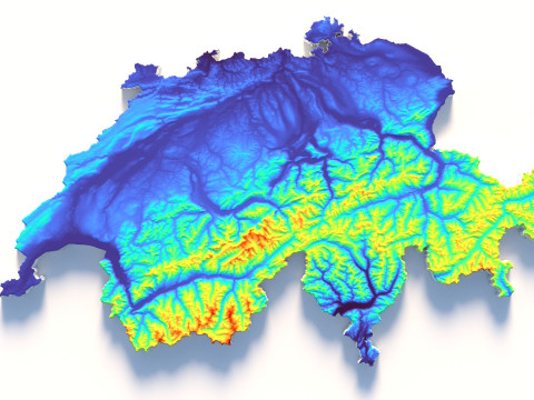 Switzerland terrain map 3Dモデル