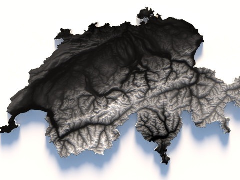 Switzerland terrain map 3Dモデル