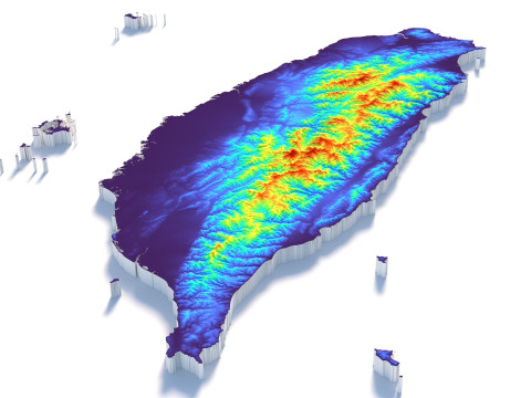 Taiwan terrain map 3D Модель