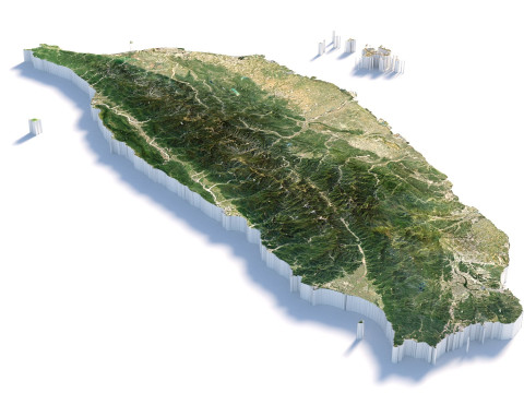 Taiwan terrain map 3D Модель