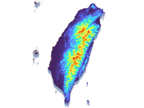 Taiwan terrain map 3D Model