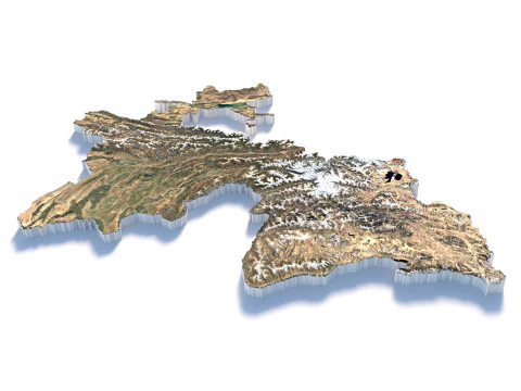 Mapa del terreno de Tayikist&aacute;n Modelo 3D