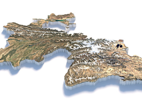 Tajikistan terrain map 3D Модель