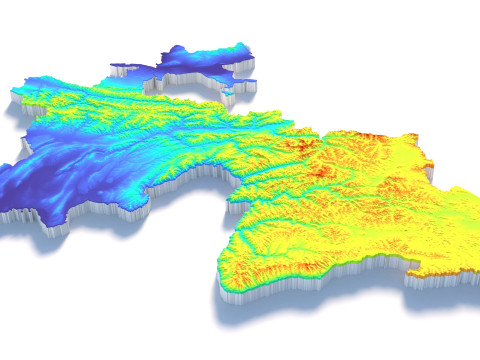 Tajikistan terrain map 3D Модель