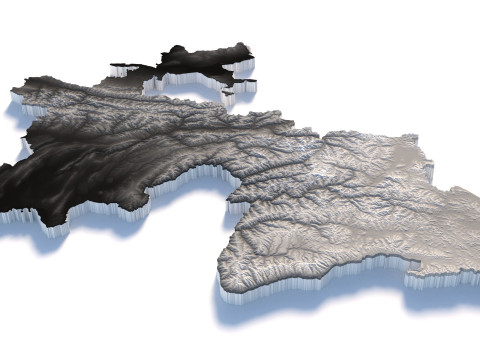 Tajikistan terrain map 3D Модель