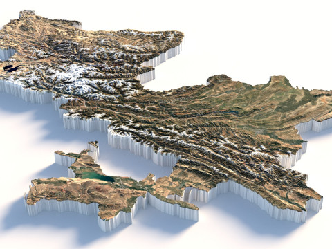 Tajikistan terrain map 3D Модель