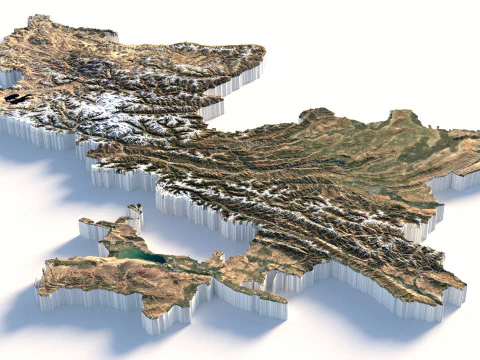 Tajikistan terrain map 3D Model