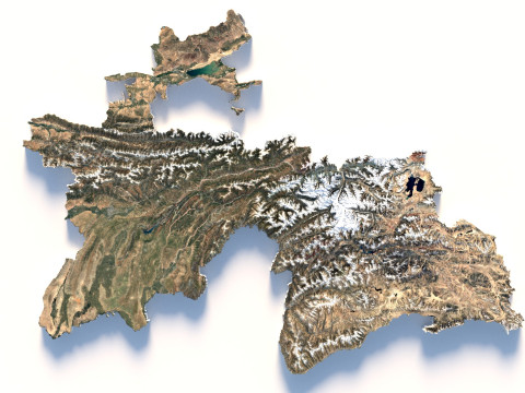 Tajikistan terrain map 3D Модель