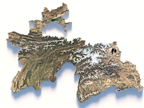 Tajikistan terrain map 3D Model