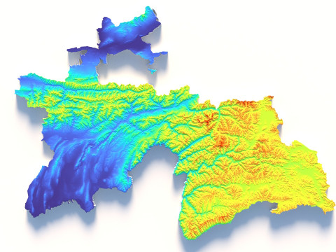 Tajikistan terrain map 3D Модель