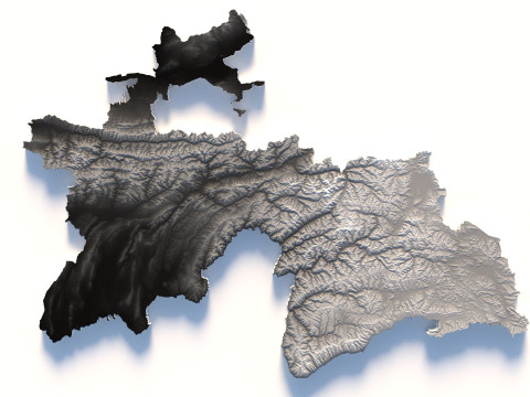 Tajikistan terrain map 3D Модель
