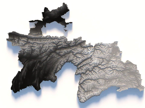 Tajikistan terrain map 3D Model